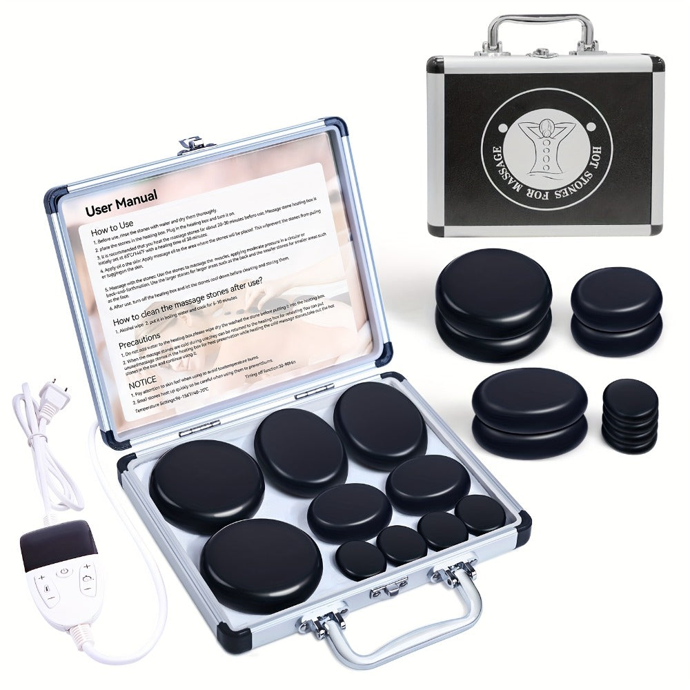 Basalt Hot Stone Massage Kit 10 Pcs with Heater Temperature Control Professional Spa Stones Set for Full — image 1