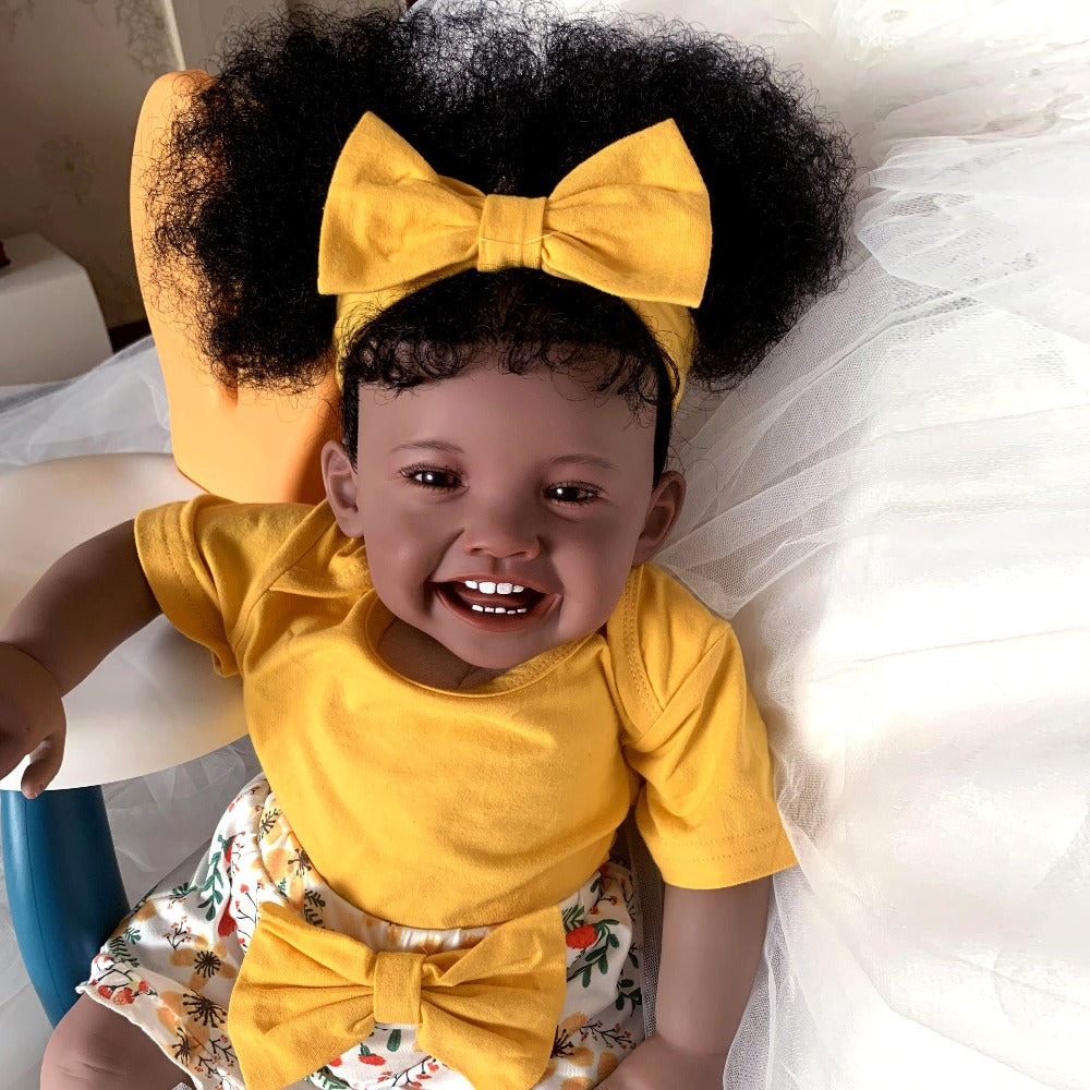 Reborn Doll, 24-Inch Dark-Tone Cloth-Body Figure with Silicone Head and Limbs, Rooted Hair and Accessories — image 11