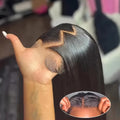 Wig Bone-Straight Glueless Human Hair in Natural Black, 10-34 Inch Options with Pre-Cut 6x4.5 Lace — image 1