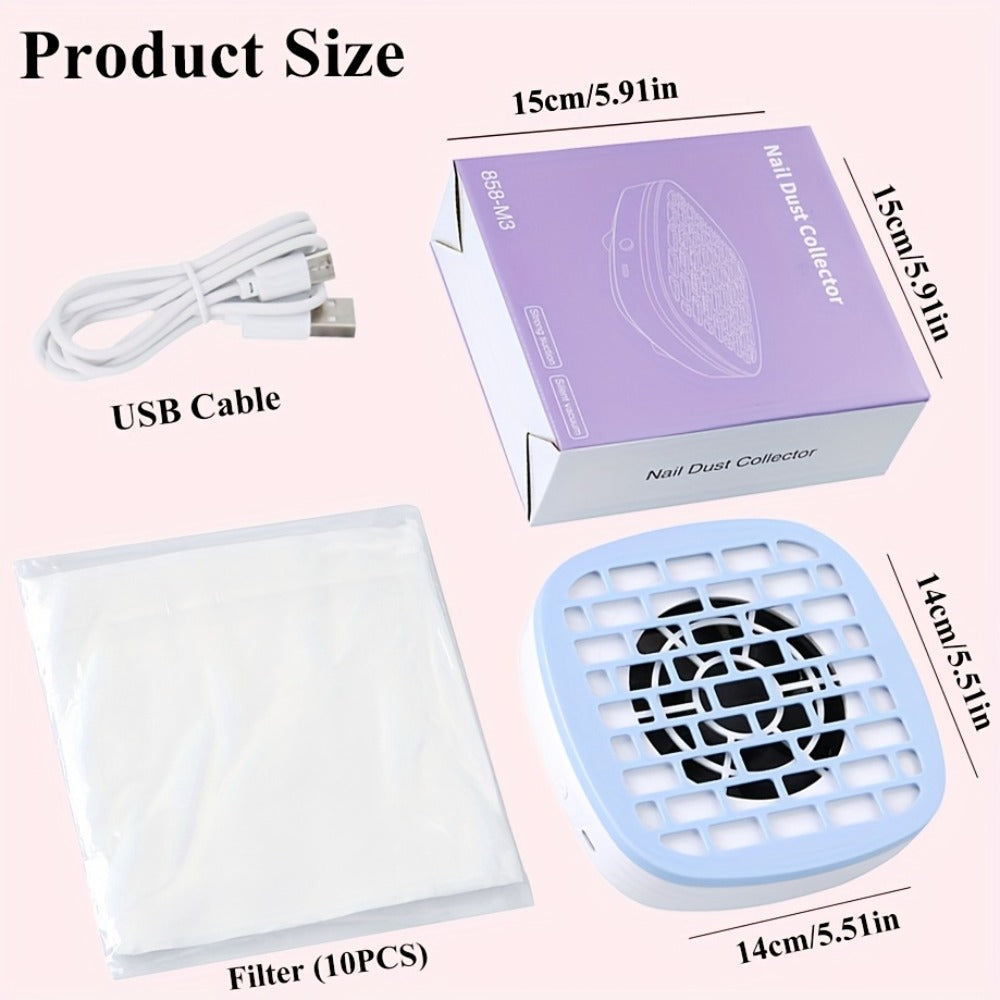 Nail Dust Collector Desktop USB Electric Nail Vacuum Fan Powerful Suction Powder Removal Machine with Filter — image 6