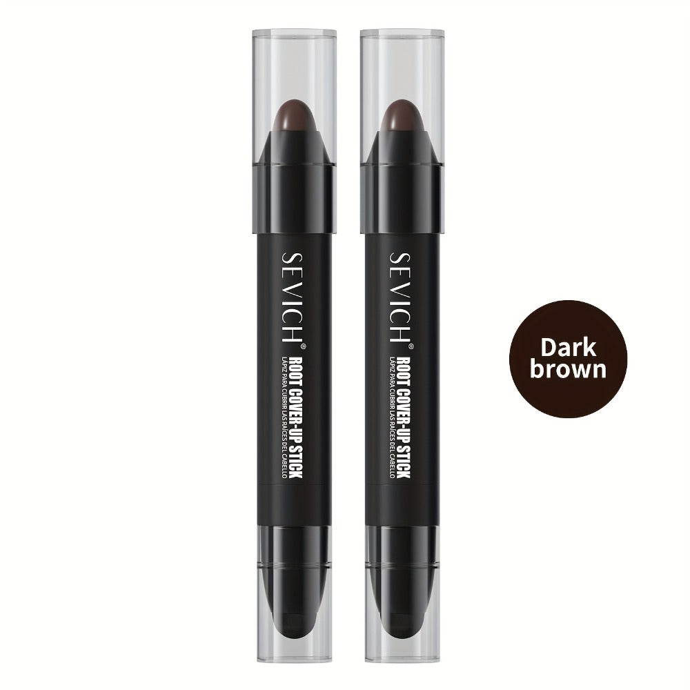 Instant Gray Root Coverage Stick for Men 2-Pack Sevich Beard & Hairline Color Pen, Sweat-Proof Precise Application Black & Da