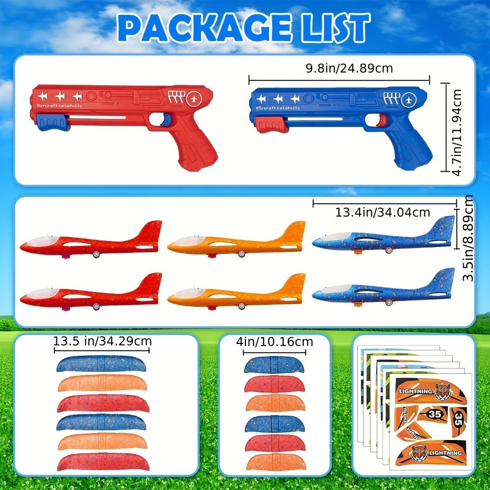 Airplane Launcher Toy Set with 3 Planes & Stickers for Kids Ages 3-12 with the Listed Color, Size or Set Options for Everyday