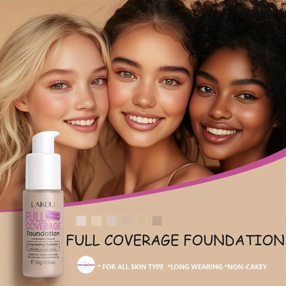 LALKOU 30g Liquid Foundation Two-Bottle Set with Pump Dispensers and Six Shades from Ivory to Tan — image 2