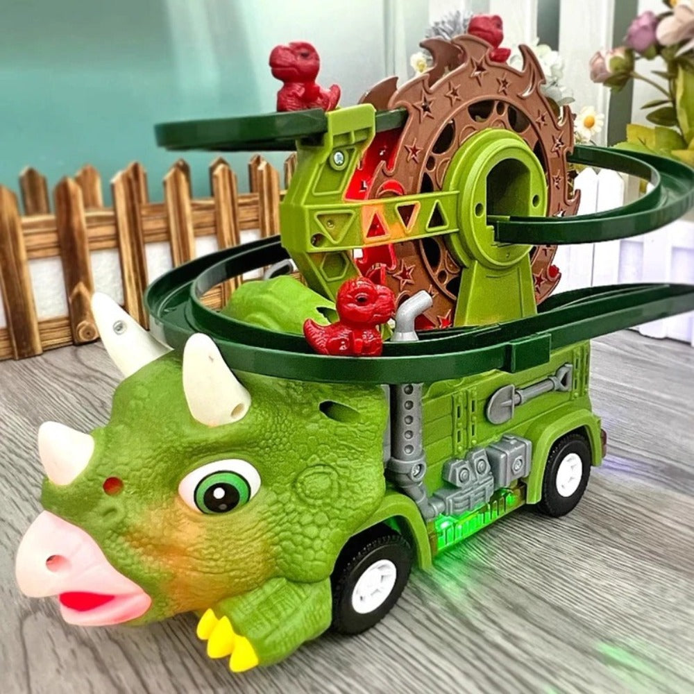 Toddler Dinosaur Track Set Orbital Triceratops Electric Stair Slide Roller Coaster Toy with Music and Lights — image 4