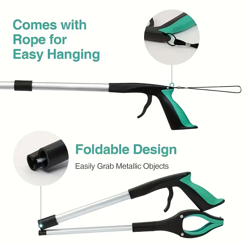 Grabber Tool Reacher 32-Inch Foldable Telescopic – 360° Rotating Jaws & Magnetic Tip Litter Picker, Lightweight Easy-Grip Rea
