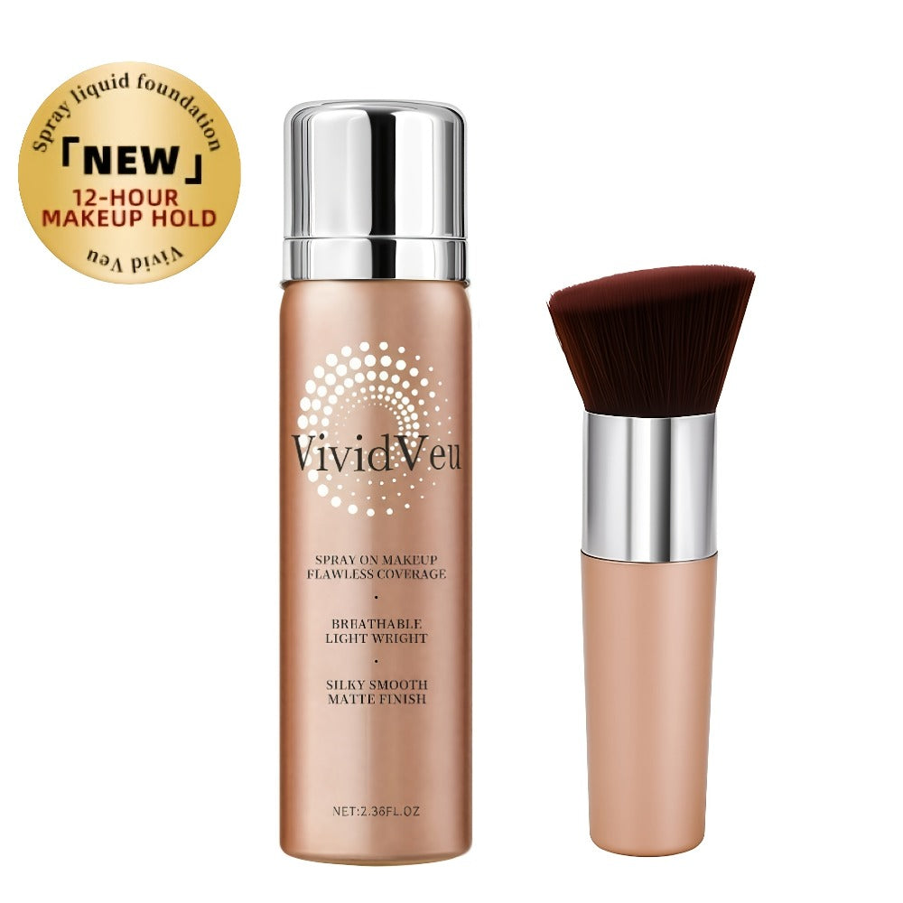 Spray-On Liquid Foundation Bottle with Matching Face Brush in Four Shades from Natural to Porcelain — image 1
