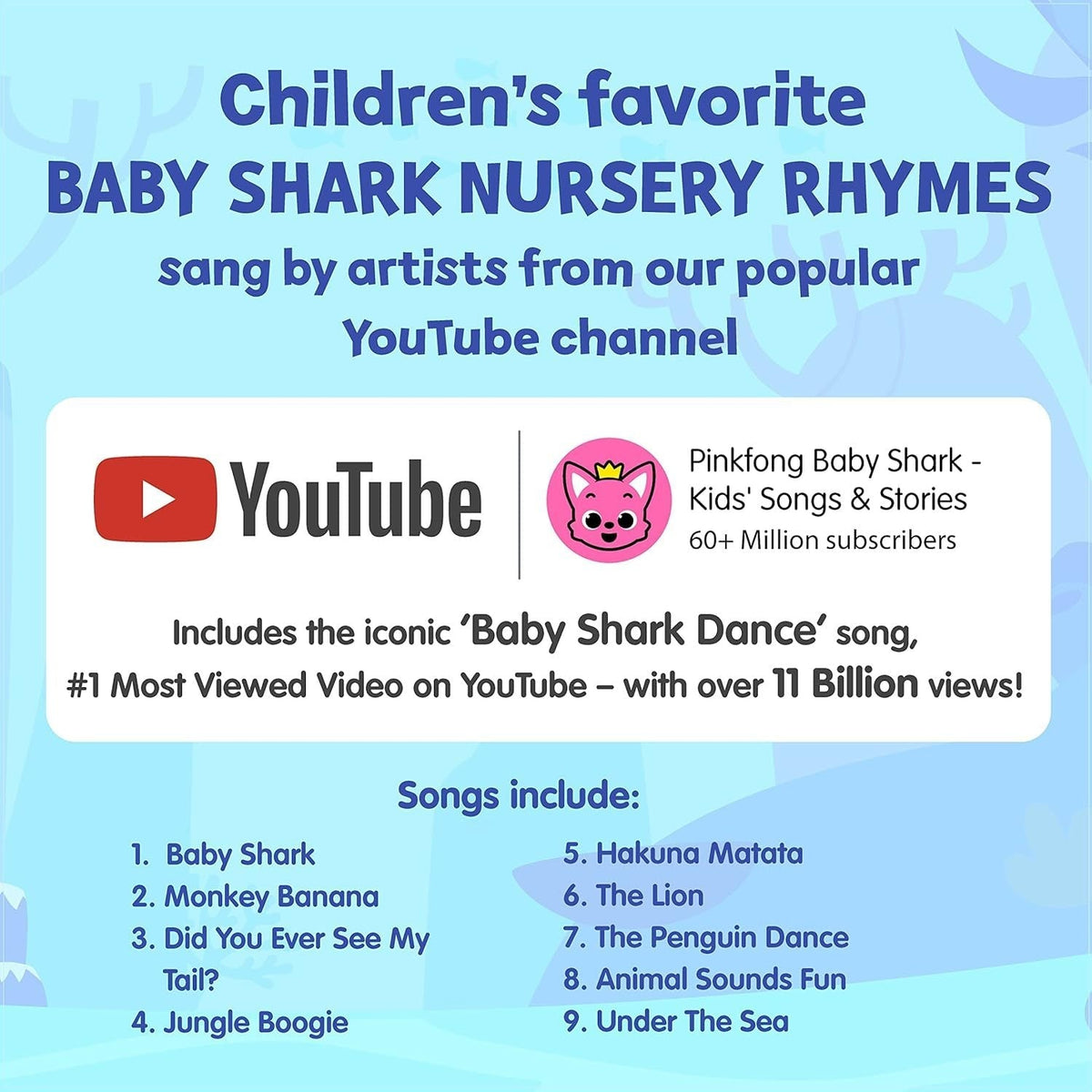 Baby Shark Sound Book for Toddlers, Pinkfong 10-Button Interactive Animal Songs Sing-Along Nursery Rhymes Learning Book Kids 