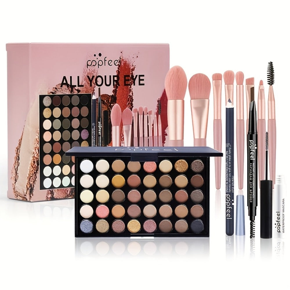 Squalane Eye Makeup Kit 40 Shades – Berry Pink Purple Shimmer Eyeshadow Palette with Mascara, Eyeliner, Brow Pen & Brush — im