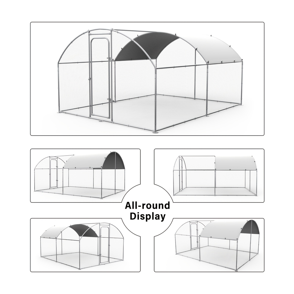 Walk-in Chicken Pen Large Metal Outdoor Poultry Enclosure Cover Yard Cage for Chickens Ducks Rabbits 3 Sizes Available — imag