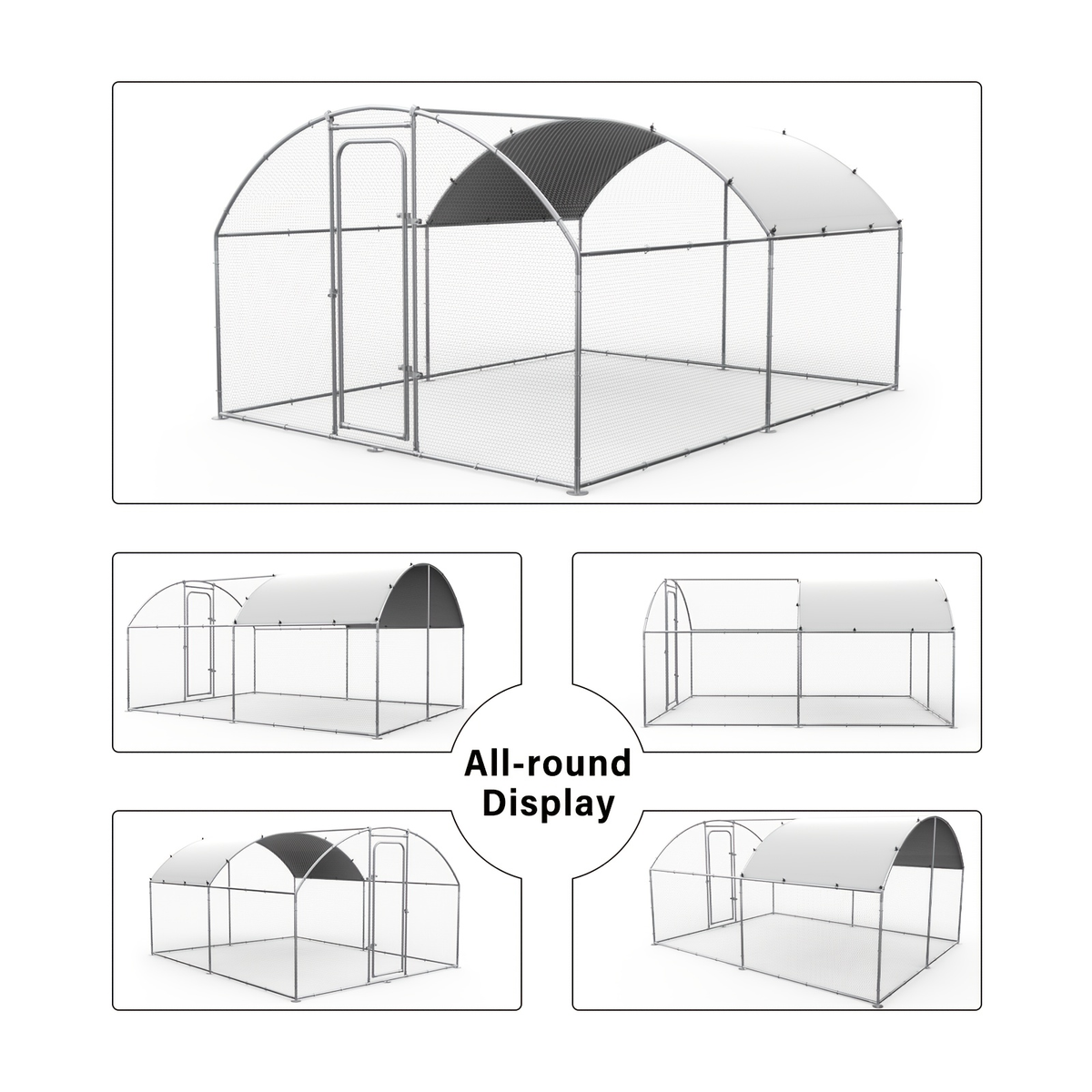 Walk-in Chicken Pen Large Metal Outdoor Poultry Enclosure Cover Yard Cage for Chickens Ducks Rabbits 3 Sizes Available — imag