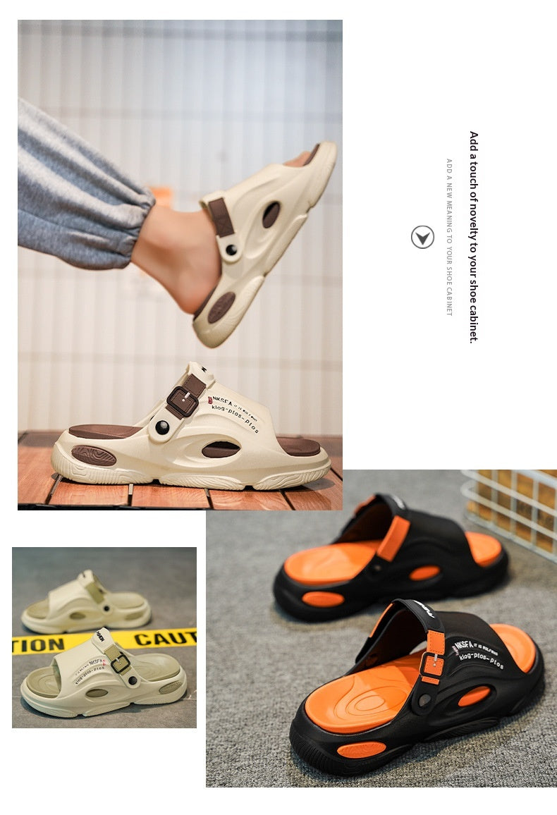Mens Summer Outdoor Slippers With A Non-slip Step-on-poop Feel