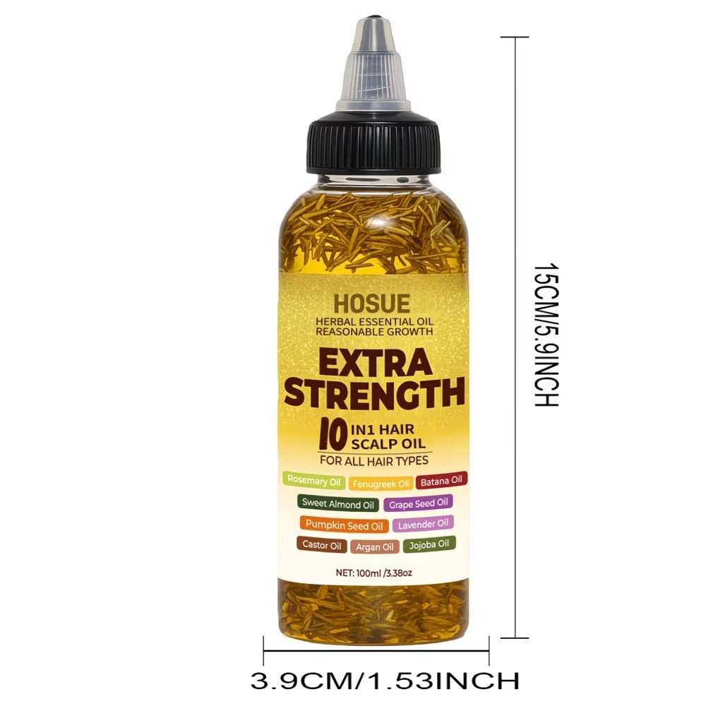 Hair Growth Oil 10-in-1 Botanical Herbal Blend Batana Rosemary Fenugreek Castor Red Onion Ginseng Turmeric Pumpkin Seed Nouri