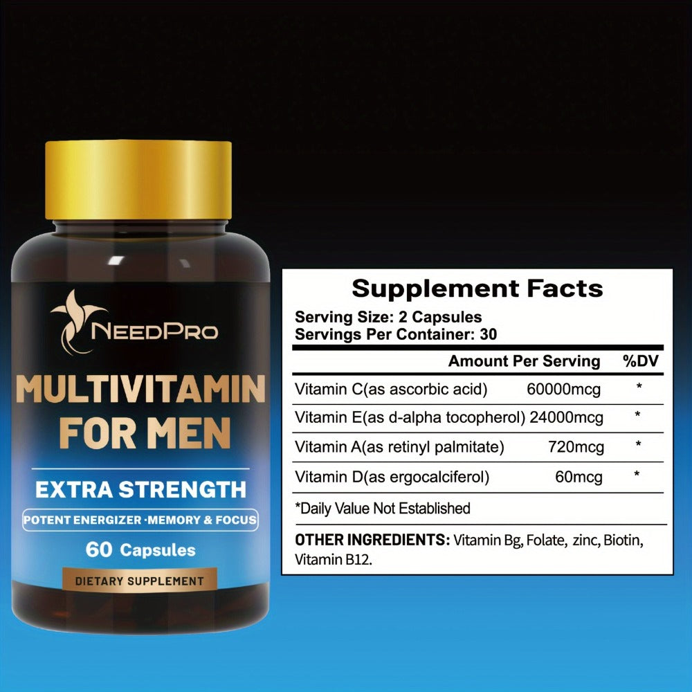 Dietary Supplement Men’s Multivitamin Capsules with Vitamins A, C, D, B6, B12, Zinc, Biotin and Folate — image 2