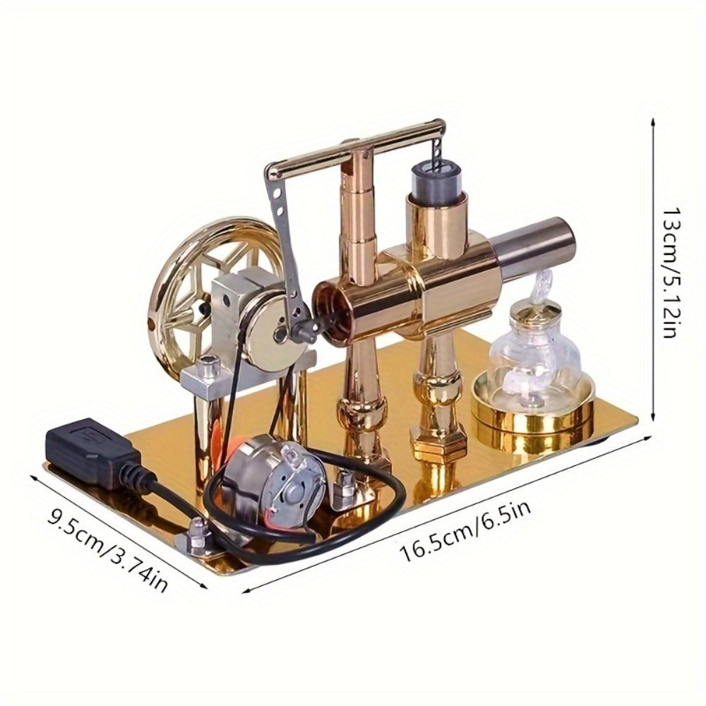 Stirling Engine Generator Kit, Single Cylinder Stainless Steel Pneumatic Model with the Listed Color, Size or Set Options for