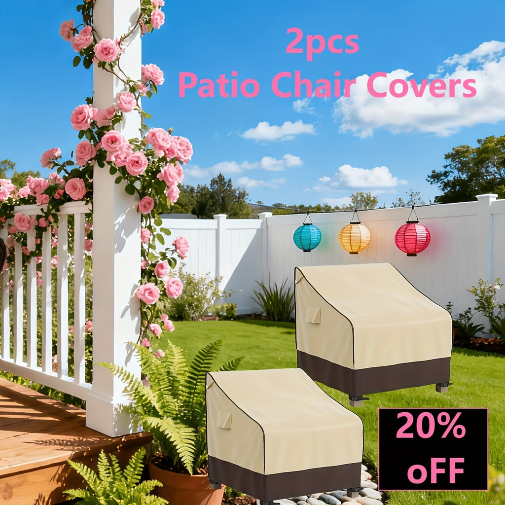 Two-Pack Patio Chair Covers in Beige and Brown with 32- or 35-Inch Width and 36-Inch Height — image 2
