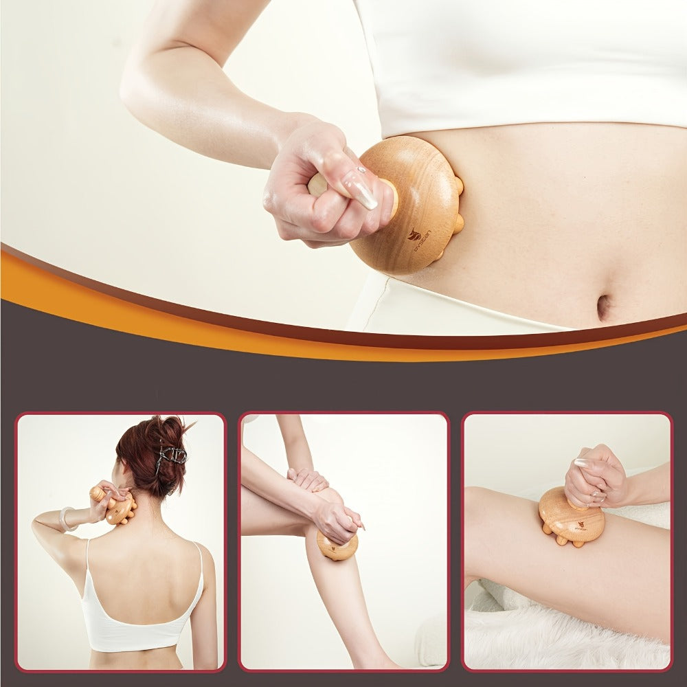 Wooden Mushroom Massager Anti-Cellulite Lymphatic Drainage Wood Therapy Body Massage Tool Ergonomic Handheld Natural Wood for