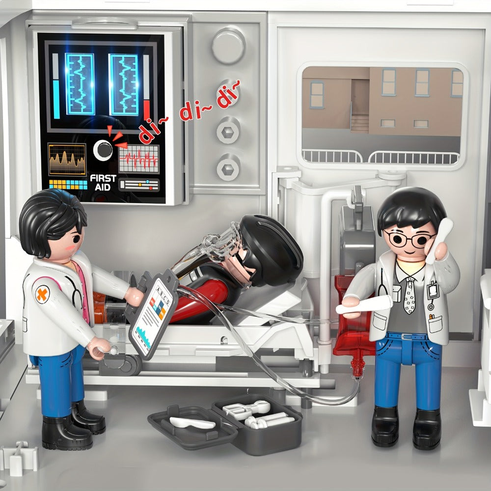 Ambulance Toy Playset for Kids Ages 3-8, Realistic Friction-Powered Emergency Vehicle with Flashing Lights & Siren Sound — im