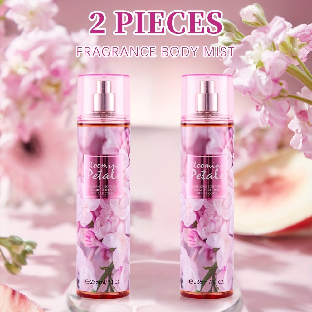 Body & Hair Fragrance Mist for Women 2PCS Set - Perfume Spray 8 fl oz, Fruity Floral Scents Peach Pear Cherry Blossom — image
