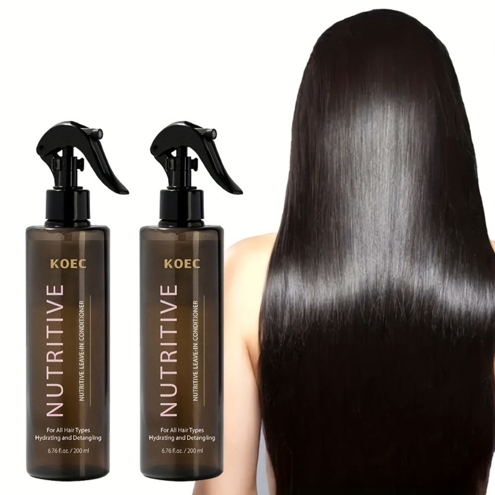 Leave-In Conditioner Spray 2 Bottles 13.53oz Detangler with Snail Serum Anti-Frizz Deep Conditioning Shine-Boosting Moisturiz
