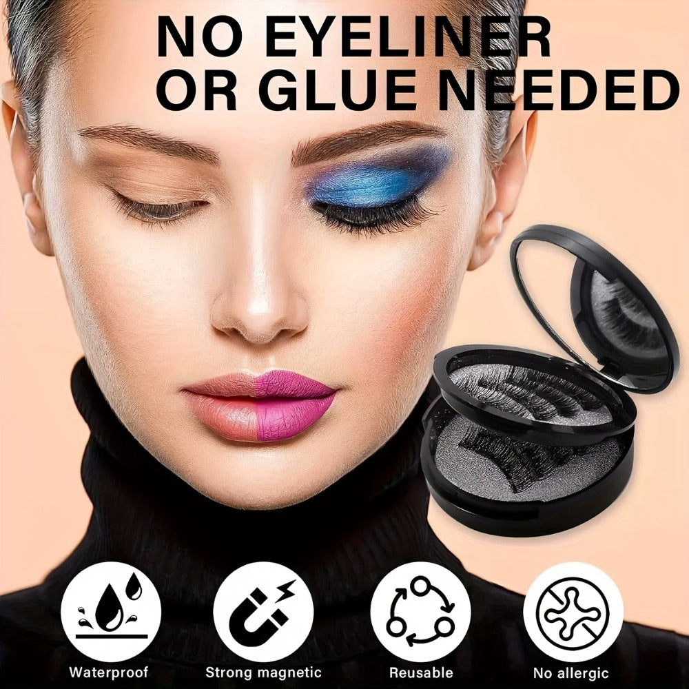 Magnetic False Eyelashes Kit with Eight Pairs, Round Storage Case and Metal Applicator Clip — image 7