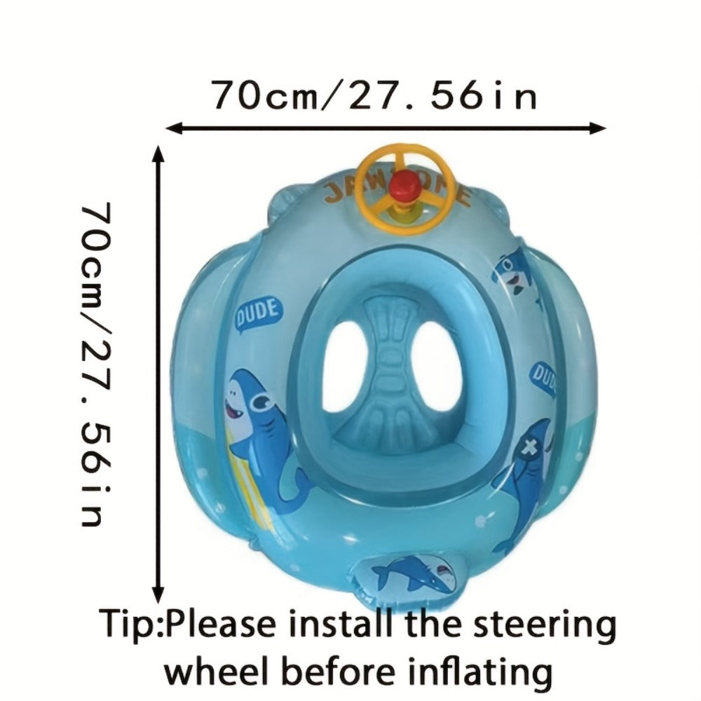 Pool Float Animal-Themed Seat Ring with Steering-Wheel Detail, Inflatable Backrest and Three Colors — image 8