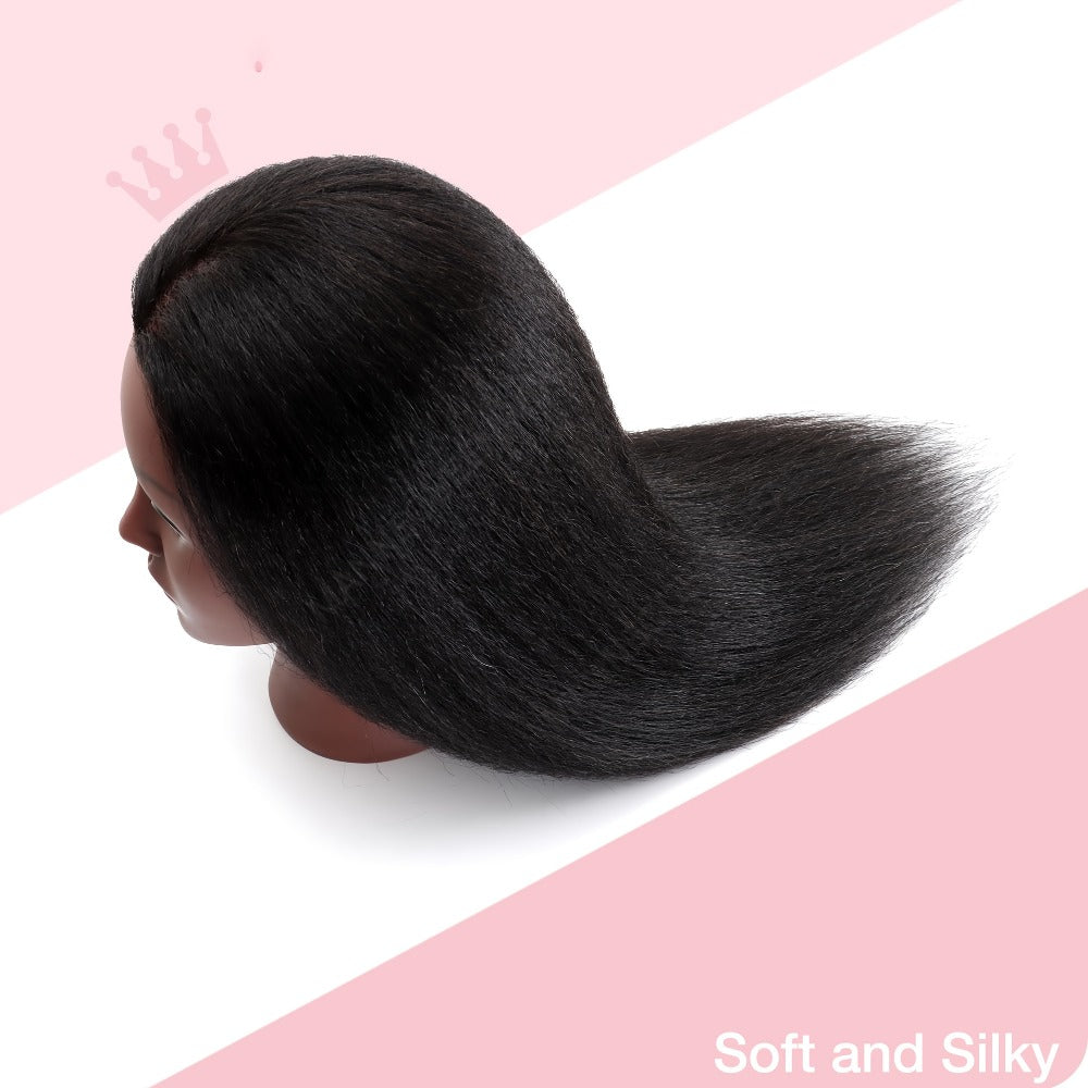 Mannequin Head with Hair 18 Inch Cosmetology Training Practice Doll Head | Hair Styling Cutting Braiding Clamp Holder Comb Cl