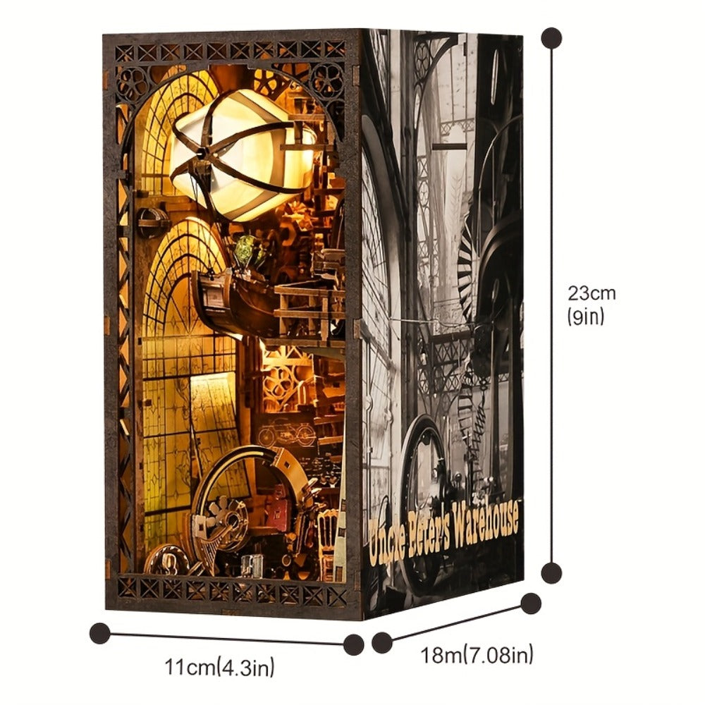 Book Nook Kit DIY Wooden 3D Puzzle Corner Alley Bookshelf Insert Miniature Street Scene Home Decor Handmade Gift for Adults T