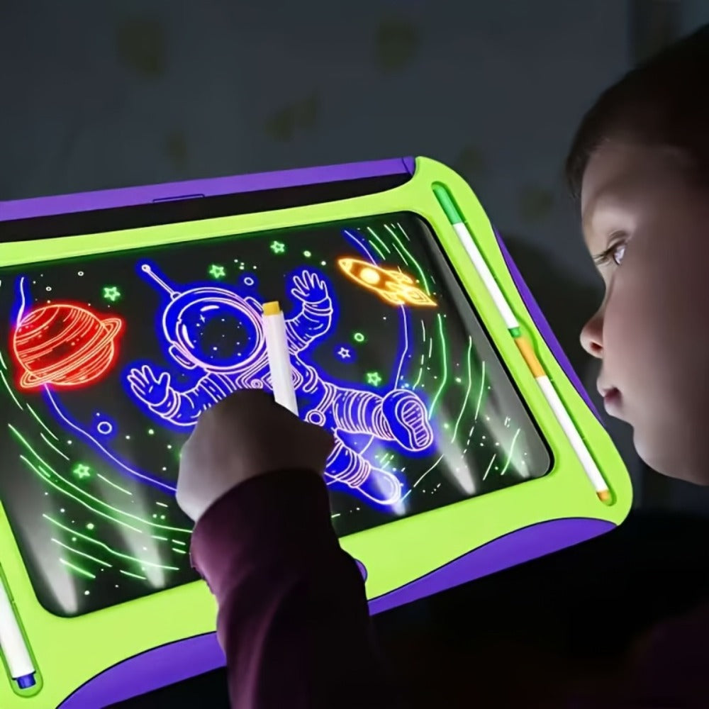 Magic LED Drawing Board for Kids with 15 Double-Sided Tracing Cards & 6 Markers, Light Up Luminous Art Board for Boys & Girls