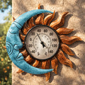 Outdoor Wall Thermometer with Sun & Moon Art – IPX4 Waterproof, Decorative Patio Garden Thermometer for Indoor Outdoor Use — 