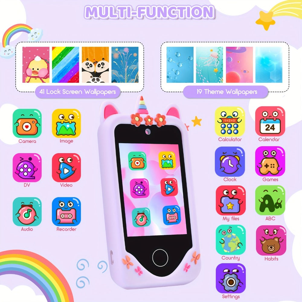 Unicorn Toy Phone in Pink or Purple with Dual Cameras, Touchscreen Interface and 32GB SD Card Label — image 6