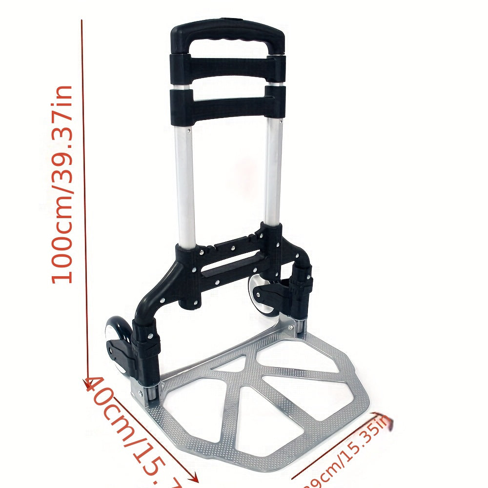 Folding Hand Truck Dolly Aluminum Collapsible Cart Portable Luggage Trolley 165 lbs Capacity — image 3