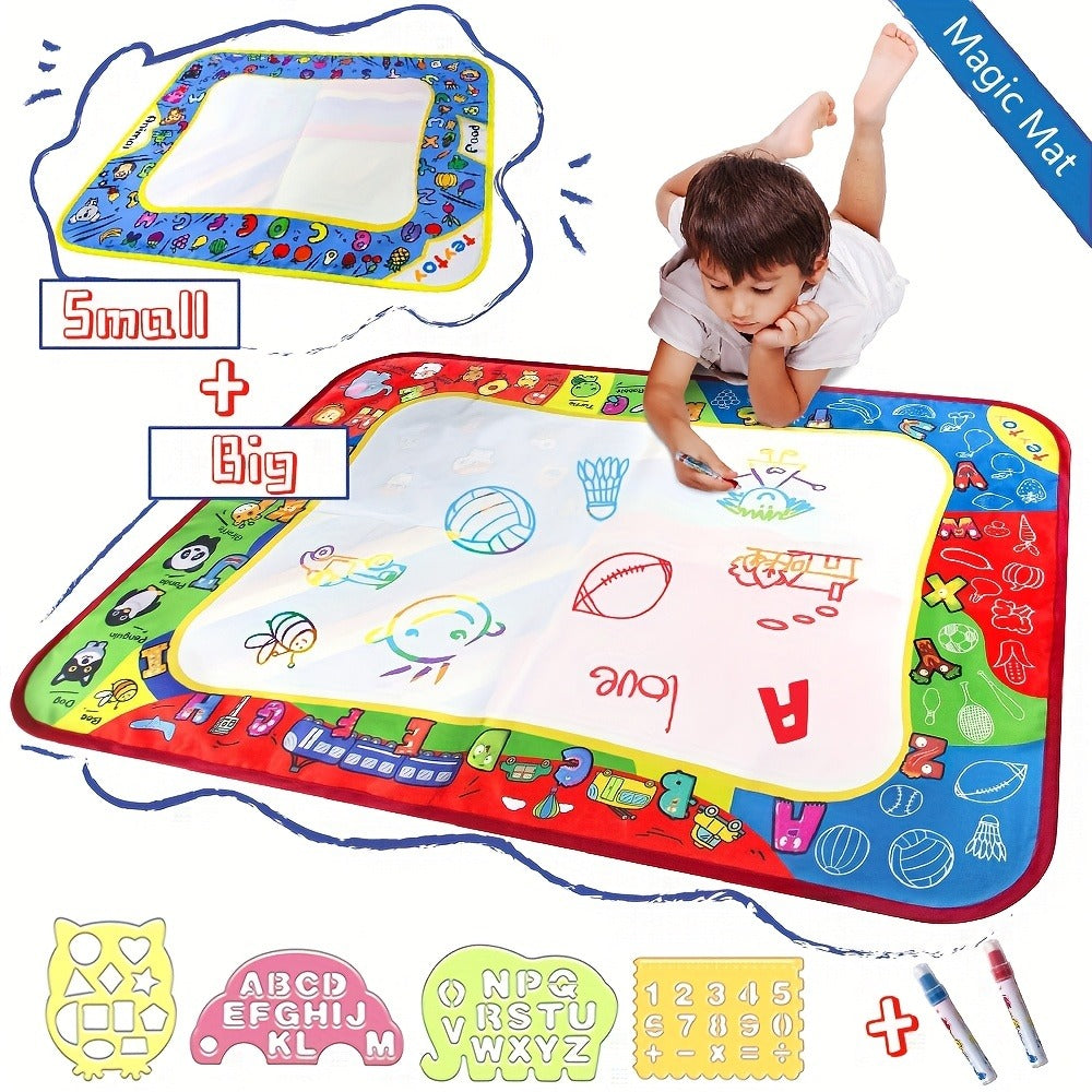 Reusable Water Doodle Mat for Kids with 2 Water Pens, Large Size Mess-Free Drawing Pad, Educational Art Toy — image 1