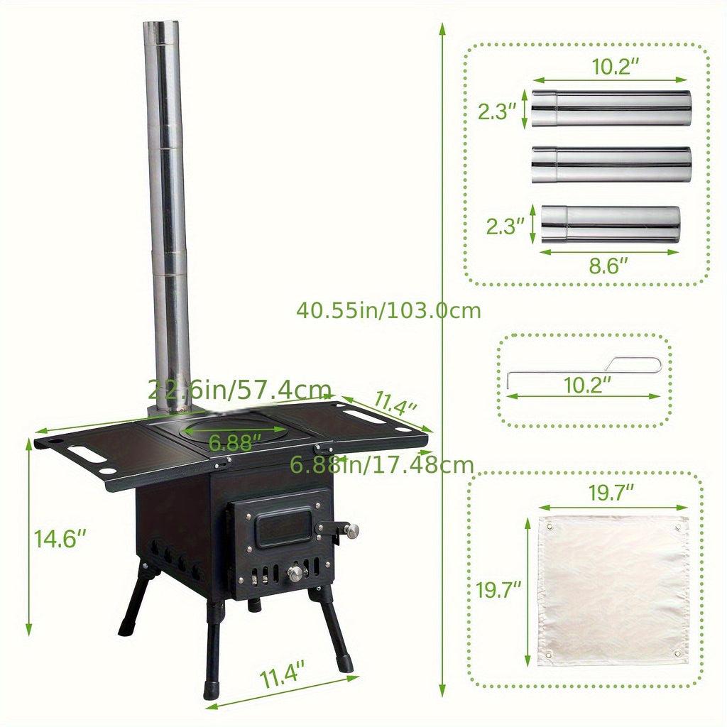 Tent Wood Stove Portable for Garden, Patio and Yard Use, with the Listed Configuration, for Everyday Use and Organized Storag