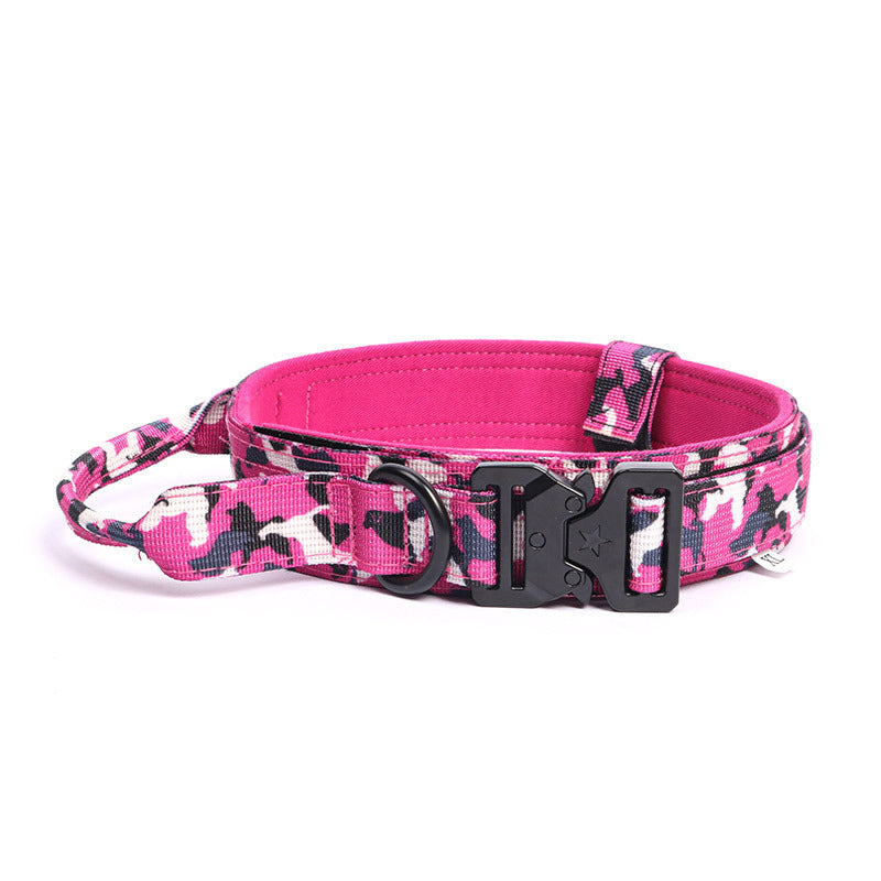 Wide Tactical Dog Collar with Grab Handle, Quick-Release Buckle and Patch Panel in M, L or XL — image 10