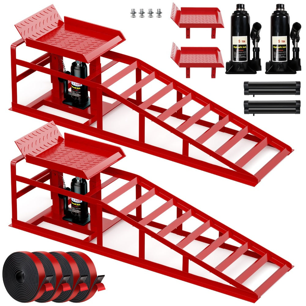 Hydraulic Car Ramps 2-Pack 10000 LB Heavy Duty Vehicle Lift Ramp Adjustable Height 9.84-14.96 Inch for Oil Change Undercarria