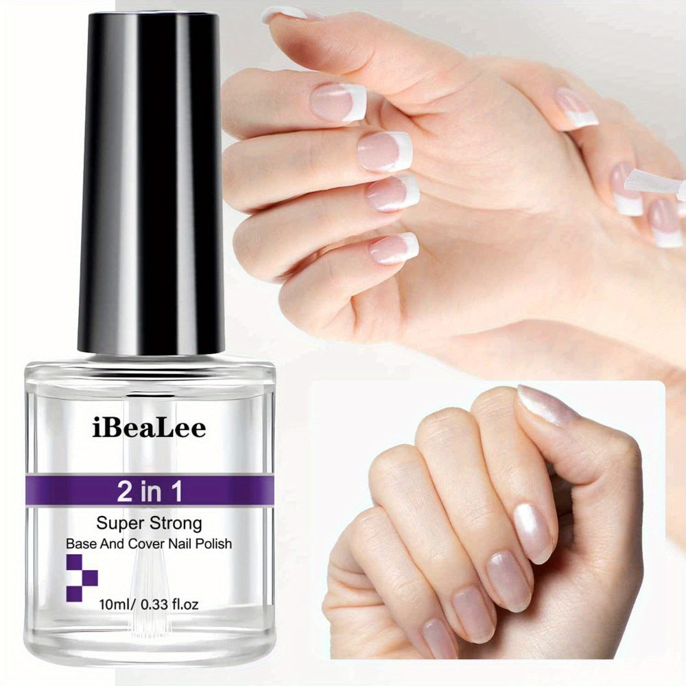 Base and Top Coat 2 in 1 Nail Polish 10ml with a Clear High Shine Finish for Home Manicures — image 1