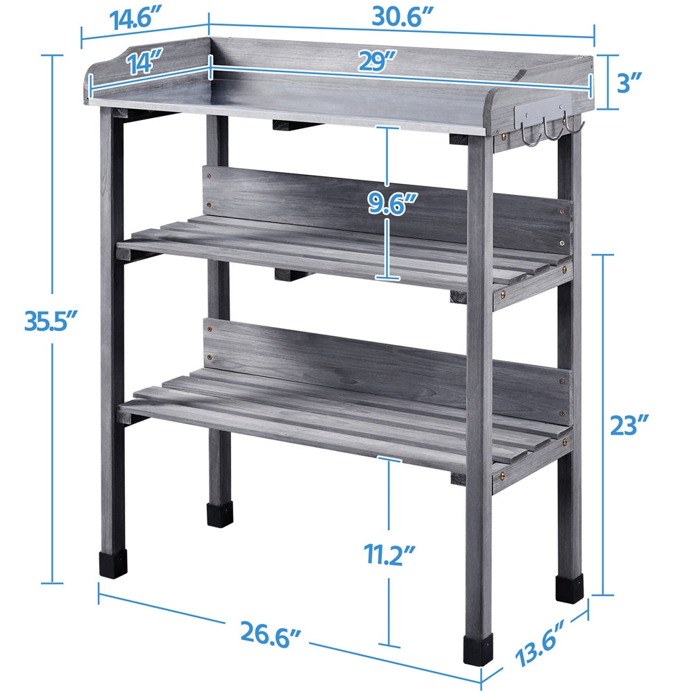 Potting Bench in a Wooden Metal Design for Garden and Yard Use — image 2