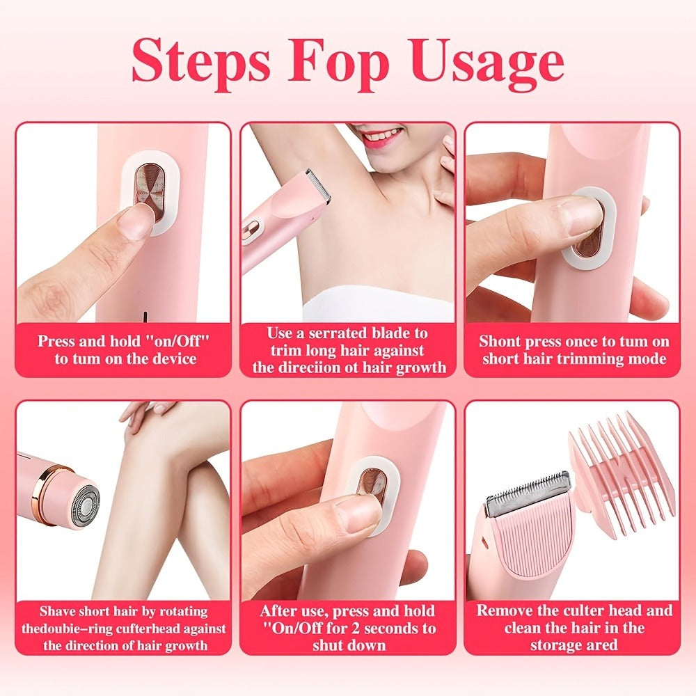 Slim Two-Ended Electric Body Trimmer with Comb Attachments in Blue, Pink or Purple Options — image 7