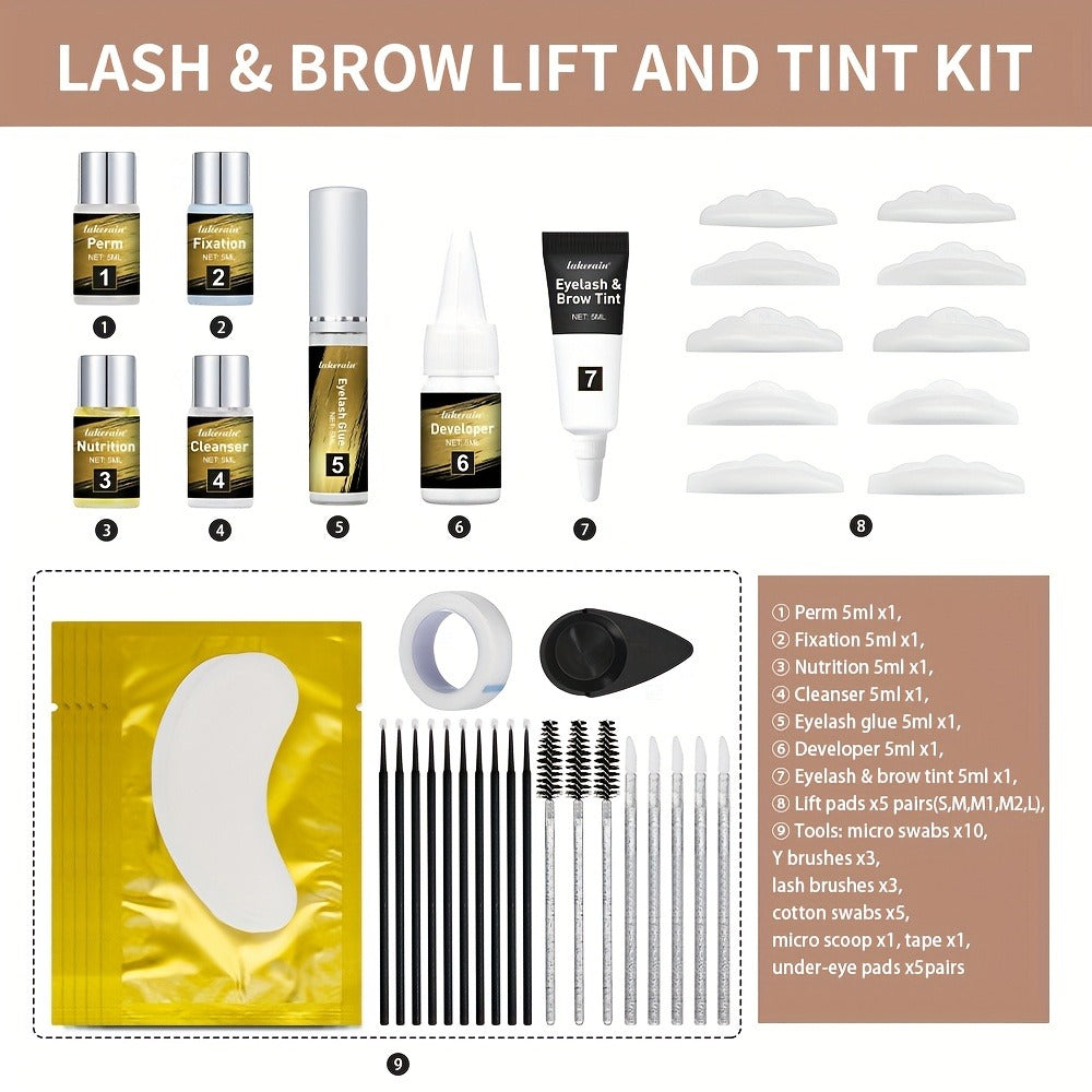 Lash Lift Kit & Brow Lamination Tint Set, 2-in-1 Eyelash Perm & Eyebrow Lamination with Black Brown Tint Dye — image 7
