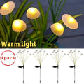 Solar Garden Lights IP65 Mushroom Path Stakes with Warm White 32-LED 4-Pack or 64-LED 8-Pack — image 2