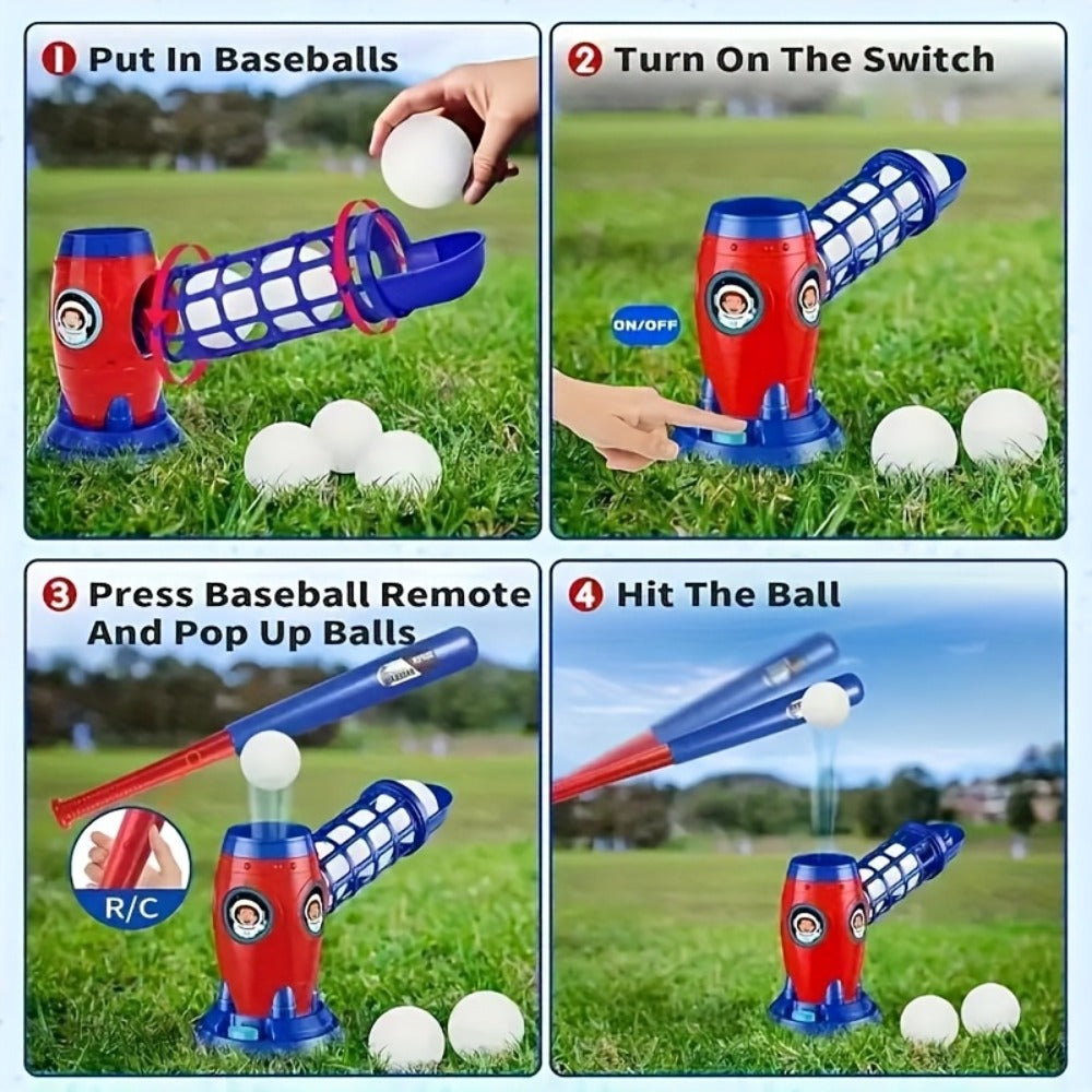 Kids Baseball Pitching Machine Toy Set, Children's Baseball Trainer with Bat, Ball Machine & 10 Balls — image 8