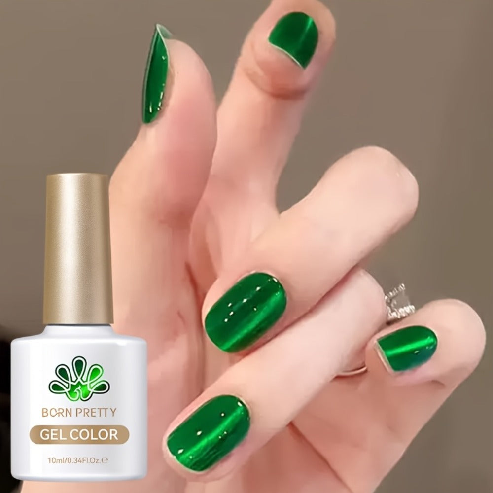 Gel Nail Polish BORN PRETTY MY269 Imperial Green 10ml Magnetic Cat Eye Shimmer in a White Bottle — image 2
