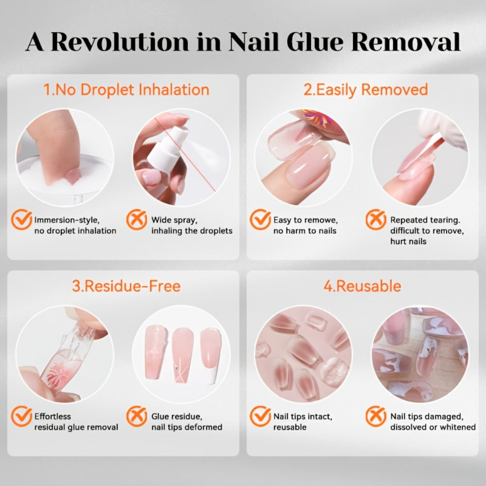 Press On Nail Debonder Remover 80ml – Fast 3-5 Second Soak-Off Liquid for False Tips, Rhinestone Glue Remover, No Damage Easy