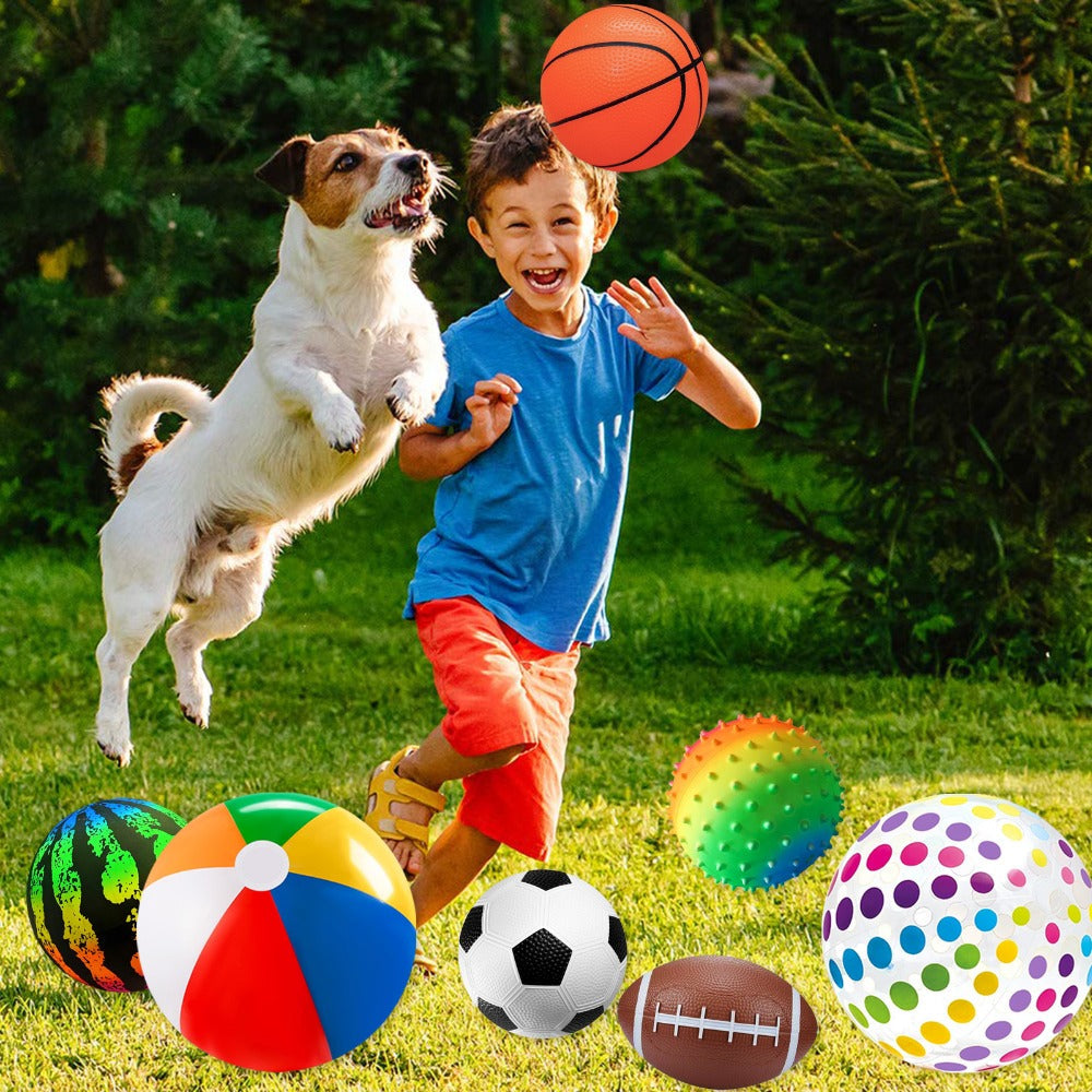 Kids Playground Ball Set 7-Pack with Air Pump, 10.6 Inch Outdoor Ball Plus 6-Inch Basketball Football Rugby — image 22