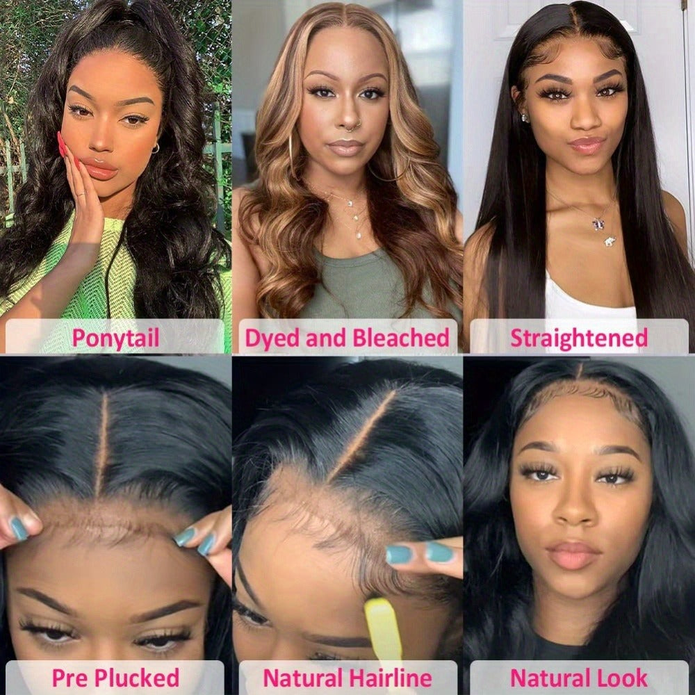 Lace Front Wig Body-Wave Human Hair, 14-24 Inch Natural Black with Glueless 4x4x1 Closure and Baby Hair — image 5