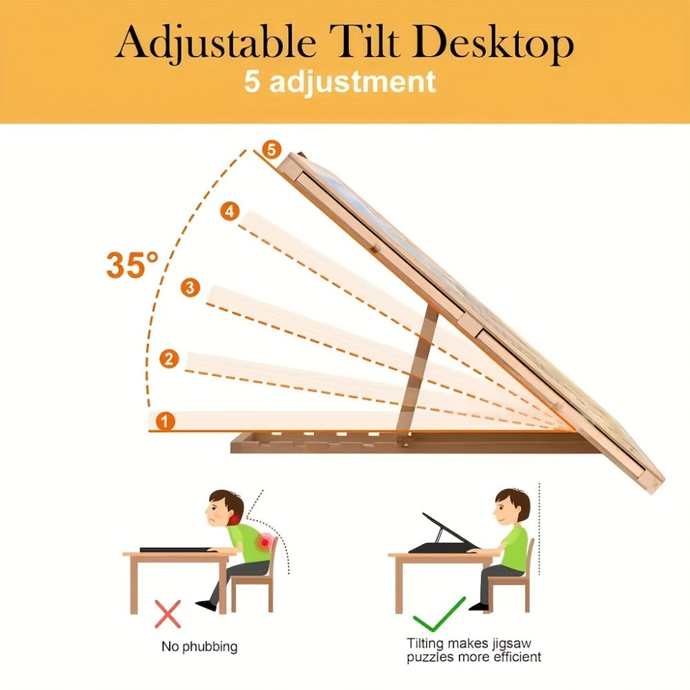 Puzzle Board Table with 2000 Pieces Tilting Surface 41.5"x29.6" — image 2