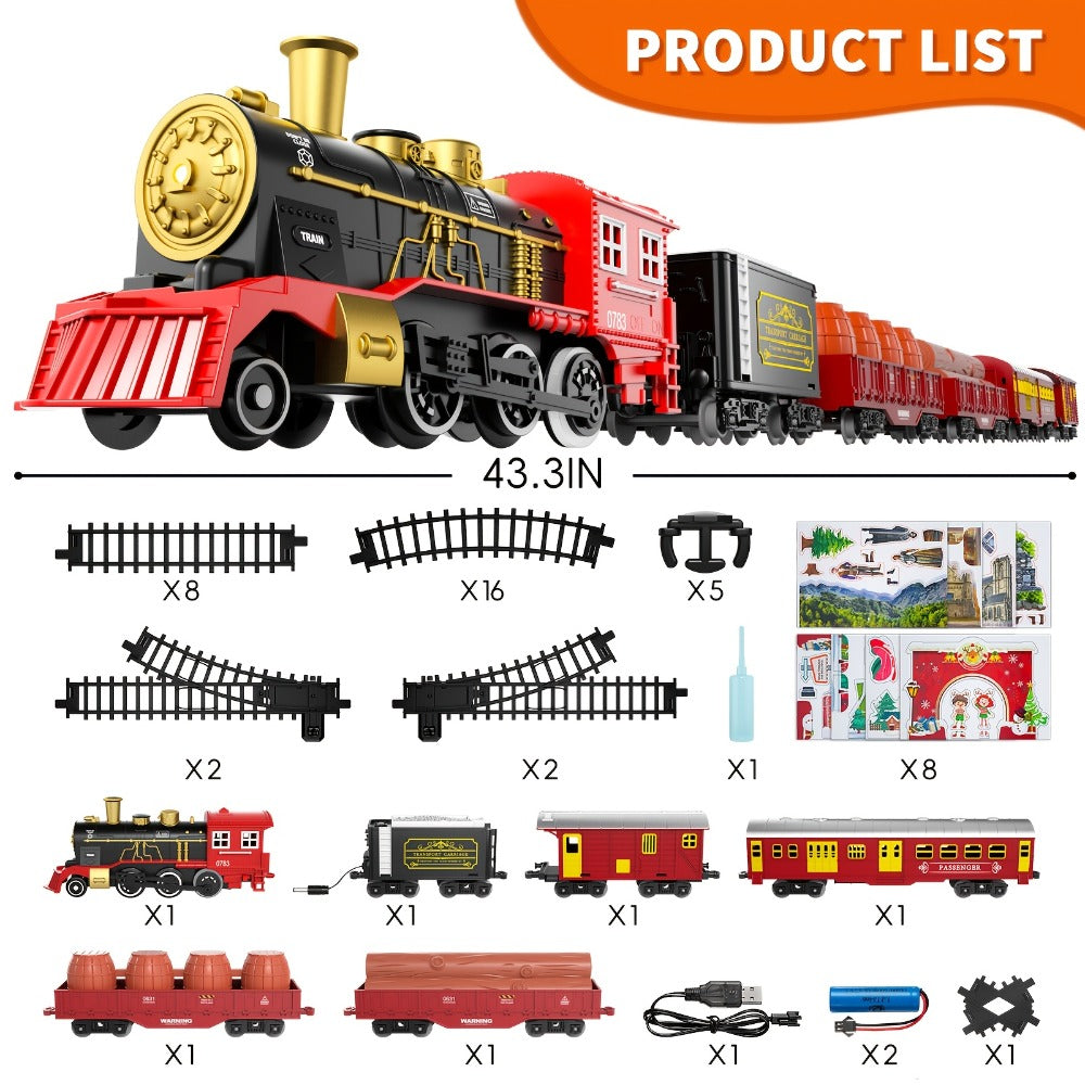 Christmas Train Set for Kids, 43PCS Electric Train Toy with Smoke, Lights & Sound, 6 Cars & 28 Tracks — image 3