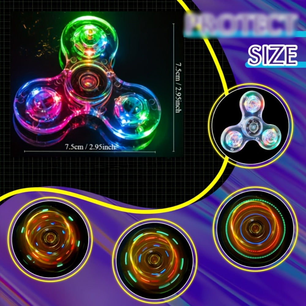 LED Spinning Top Fidget Toy 12 Pack Glow in the Dark Crystal Gyroscope with Vibrant Lights for Parties, Celebrations and Gues