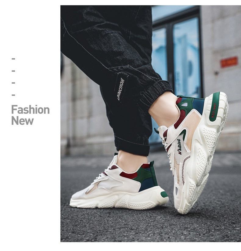 Men's Versatile Casual Sneakers Comfortable Height Increasing Insole Soft Sole Lightweight Dad Shoes