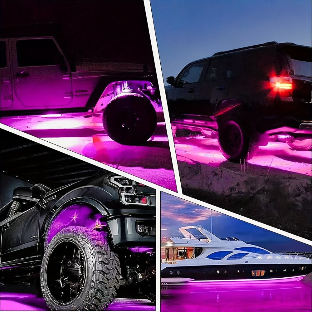 RGB LED Rock Lights Kit for Trucks & Off-Road – App & Remote Control, Music Mode, Underglow Neon Lights for SUV, ATV, UTV — i